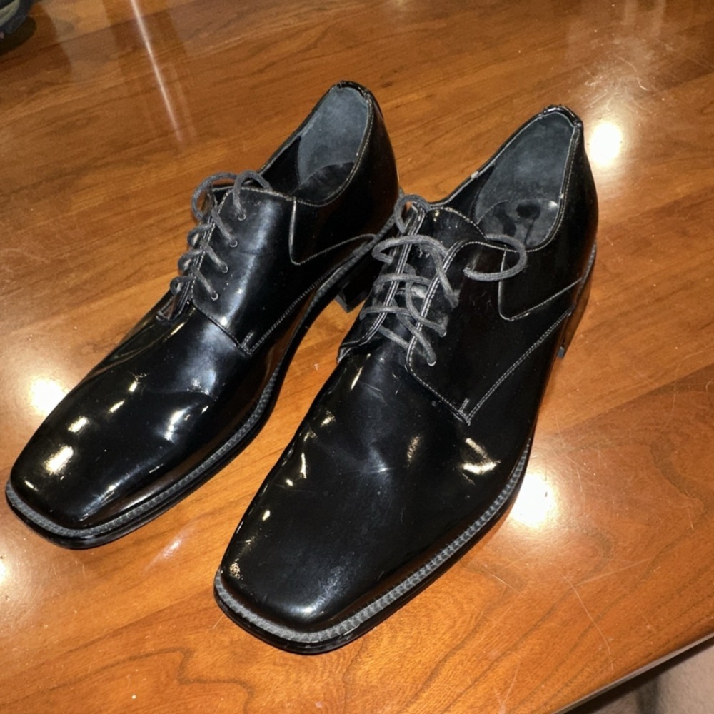 Zengara Square Toe Oxford Black Leather Dress Shoes Men's US 12M
